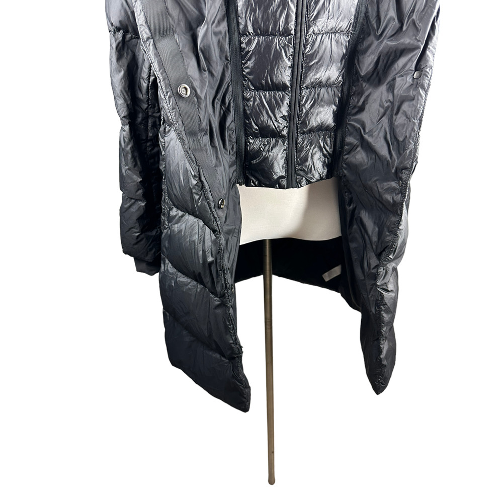 Athleta Lofty Down Coat Goose Down Black Puffer Hooded Puffy Long Coat Medium - Picture 7 of 16